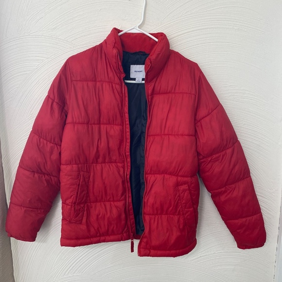 Old navy XS red womens full zip jacket coat puffer bubble jacket - Picture 7 of 10